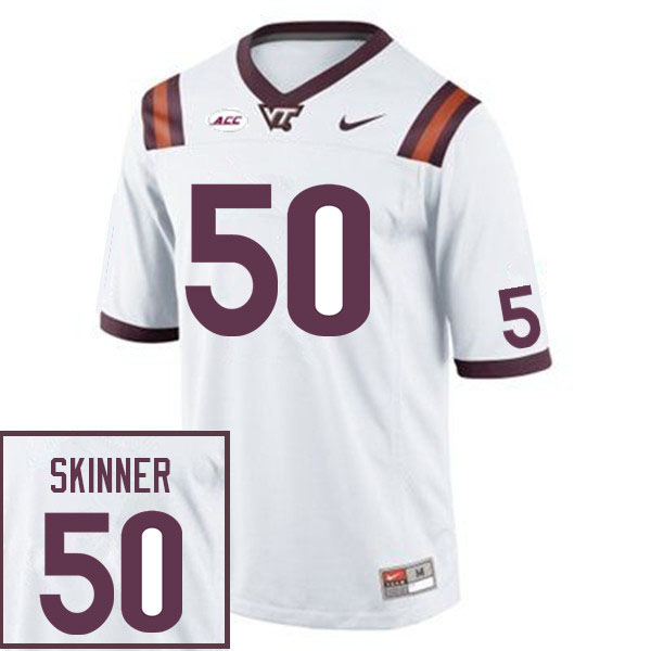Men #50 Ben Skinner Virginia Tech Hokies College Football Jerseys Sale-White